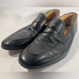Magnanni for N. Marcus Penny Loafers Mens Slip-On Shoes Sz 8M Black Leather